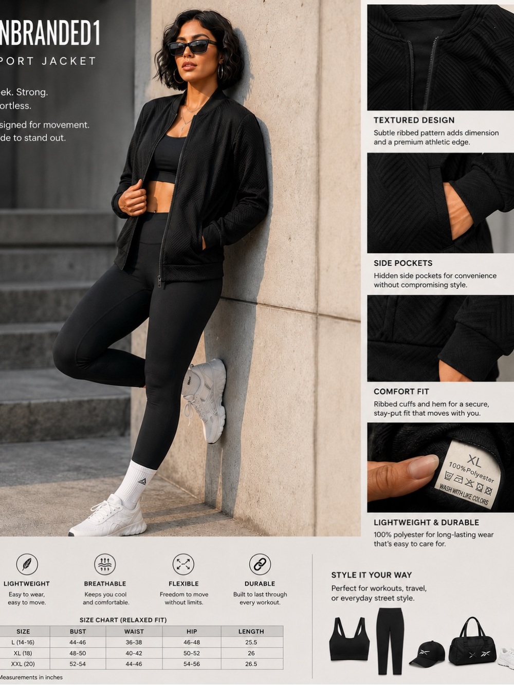 Women’s Black Textured Bomber Jacket